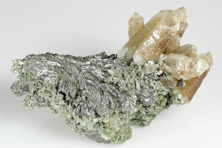 Quartz Crystal Cluster with Calcite & Loellingite -Inner Mongolia #180386